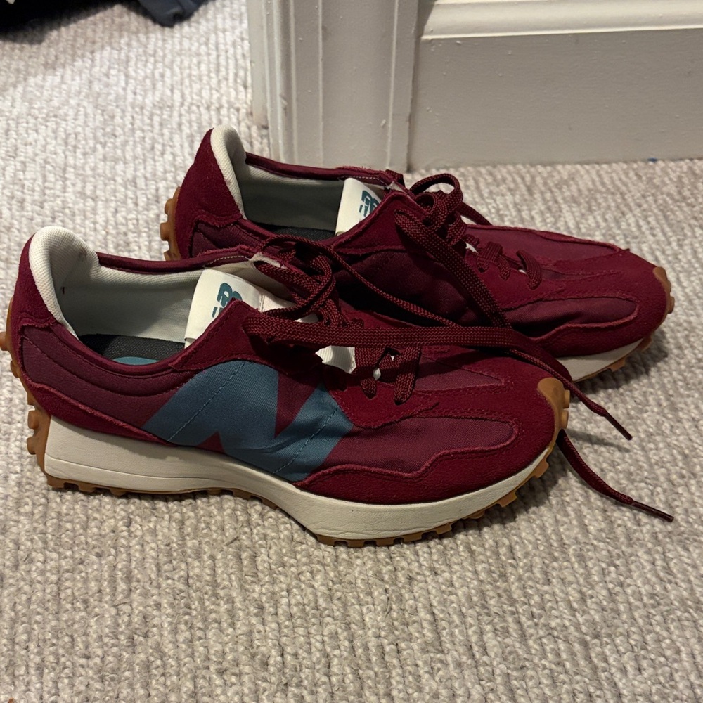 Burgundy and Blue New Balance 327 men’s 6